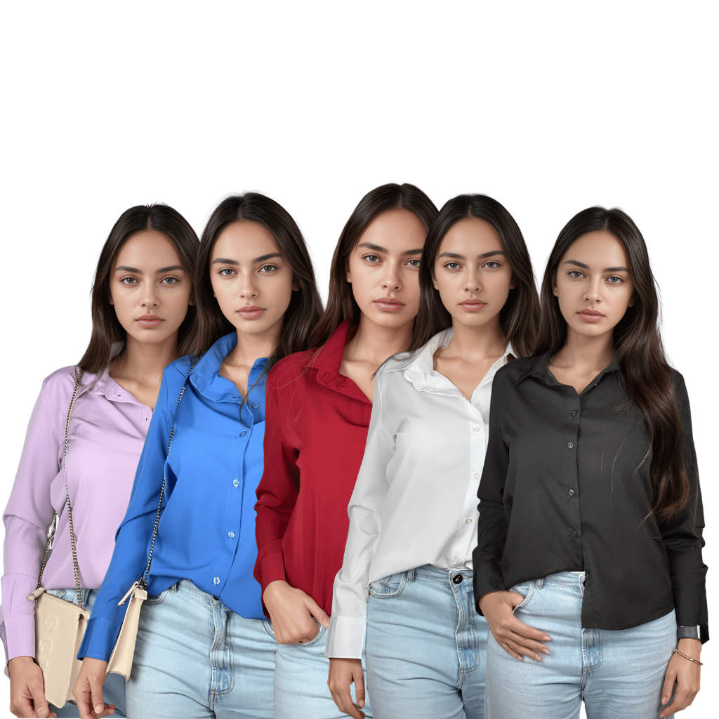 Kit 5 Camisa Social Feminina Manga Longa Camisa Branca Feminina Com Elastano
