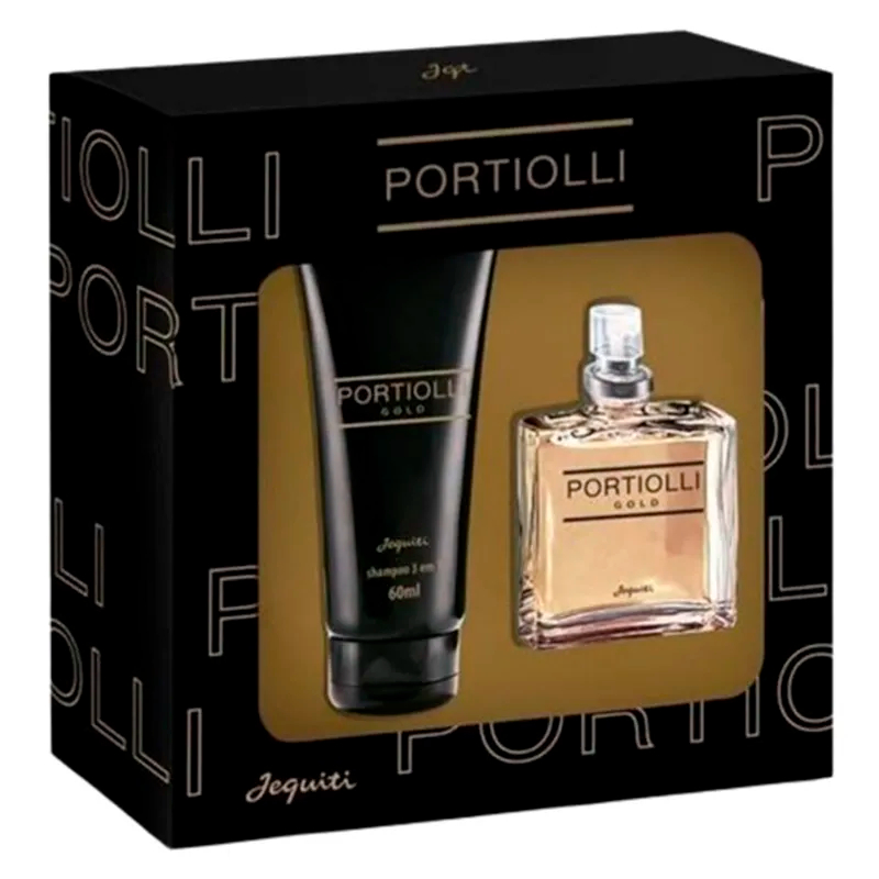 Kit Portiolli Gold Desodorante Colônia Masculina 25ml + Shampoo 3x1 60ml Jequiti