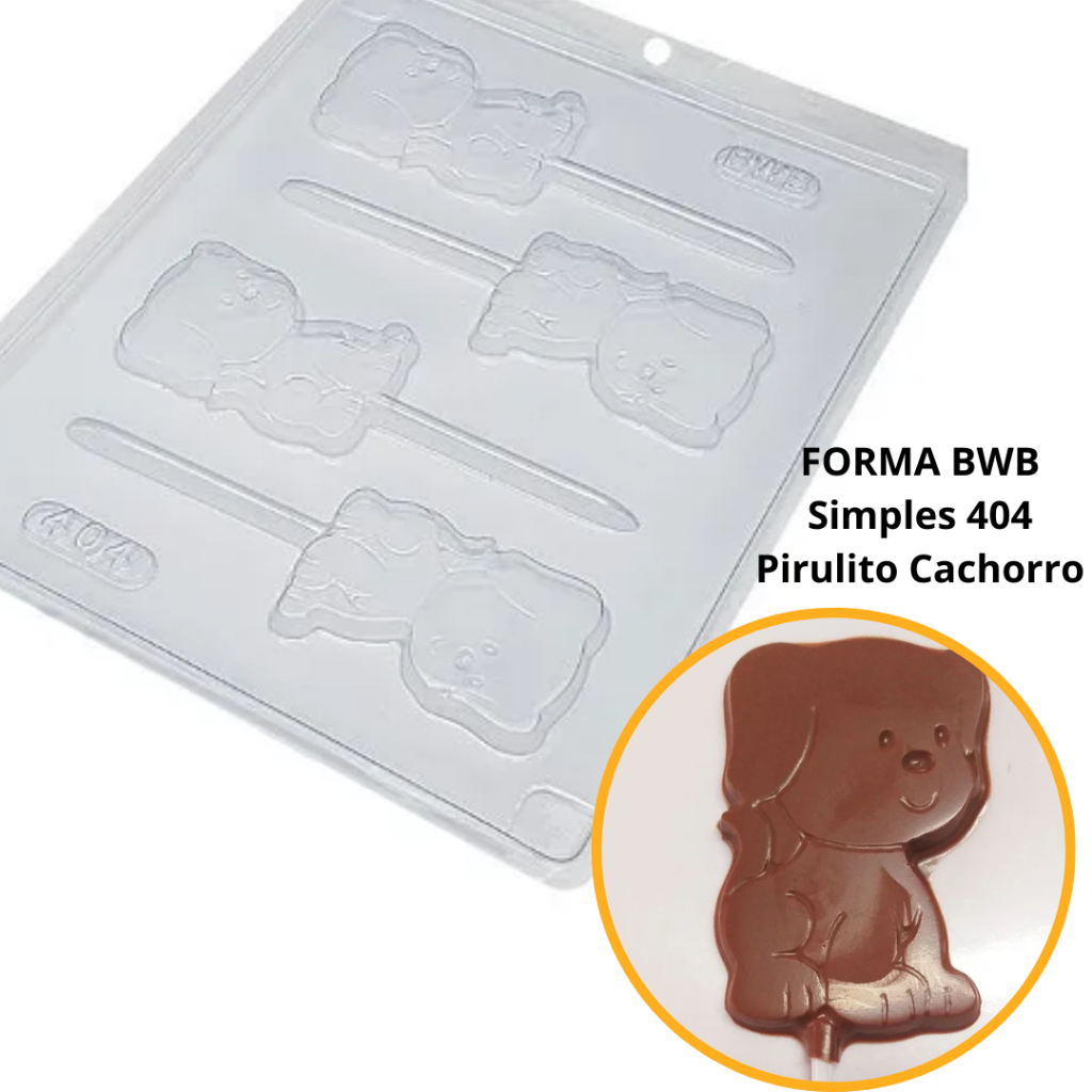 1~10 Forma Simples Pirulito Cachorro 404 - (D2) em Acetato BWB Para Bombom e Doces, Chocolate Páscoa - Home & Living