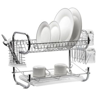 Escorredor De Louça Cromado 2 Andares 14 Pratos Porta Talheres em Oferta na Shopee