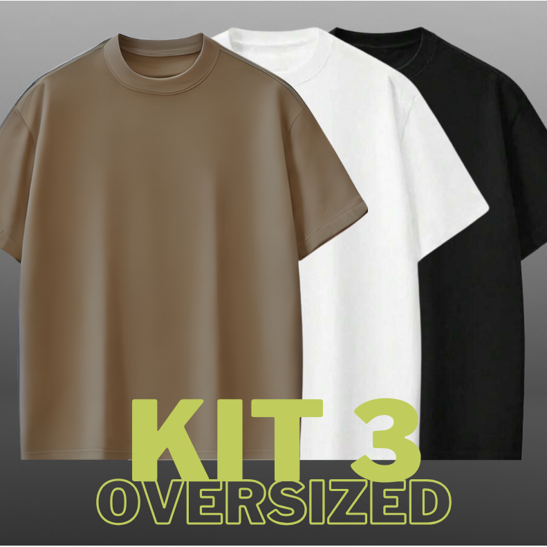 Kit 3 Camiseta Oversized Plus (P AO G4) StreetWear Estilo De Rua 100% Algodão