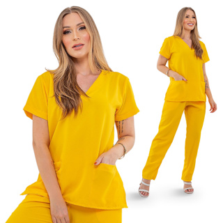 Pijama Cirugico Hospital Clinica Scrub Uniforme Profissional Amarelo em Oferta na Shopee