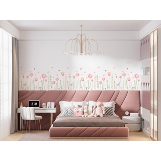 Adesivo De Parede Em Recorte Sem Fundo Flores Raminhos Jardim Borboletas Primavera Quarto Menina em Oferta na Shopee