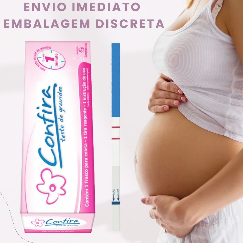 Kit 3 Teste De Gravidez Confira + Copo De Coleta Resultado Rápido 1 Minuto - Embalagem Discreta