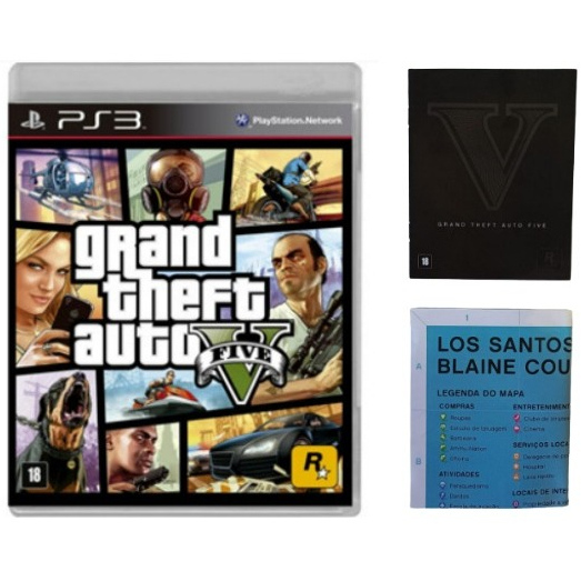 GTA V - GRAND THEFT AUTO 5 - PS3 - COM MAPA / COM MANUAL -  JOGO ORIGINAL - MÍDIA FÍSICA