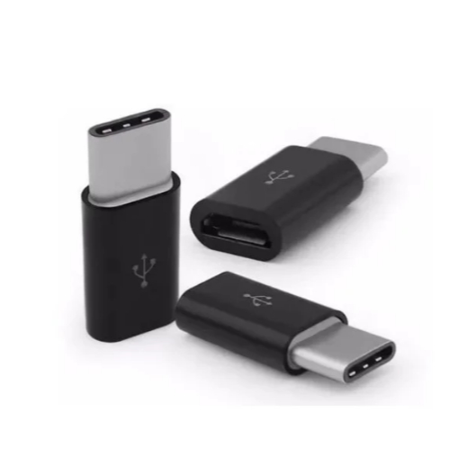 kit 3 Adaptadores OTG Micro-USB V8 Fêmea para Tipo C USB-C Macho
