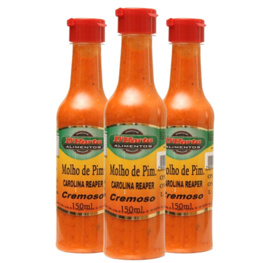 Kit 3X Molho de Pimenta Carolina Reaper D’hOrta 150ml – A Mais Ardida do Mundo!