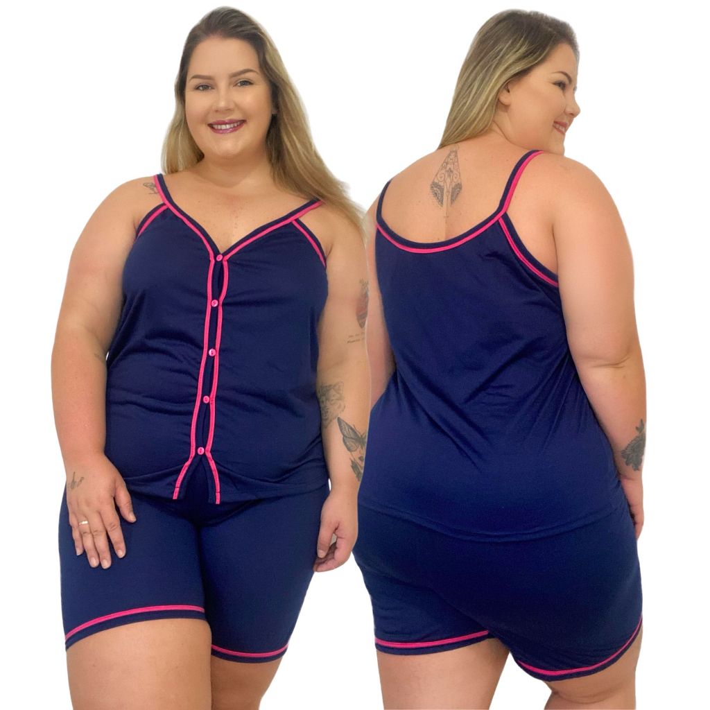 Pijama Americano Plus Size 50/52/54 Baby Doll Amamentação Cirúrgico com botões