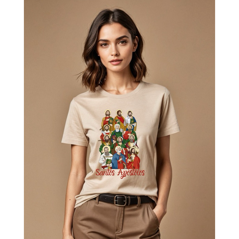 Camiseta Algodão Unissex T-shirt Católica Apóstolos de Jesus Cristo Santos - São Marcos São Mateus São Pedro São Tiago