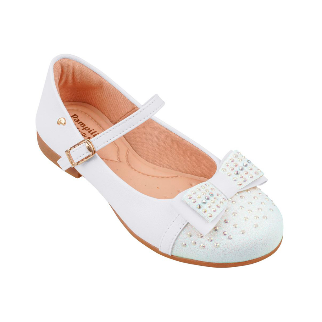 Sapato Infantil Festa PAMPILI Angel Laço com Glitter e Strass 10492