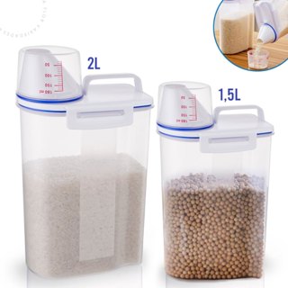 Pote Hermético Com Copo Medidor Dispenser Organizador Dosador Multiuso Porta Mantimentos 2L 1,5L em Oferta na Shopee