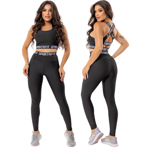 Conjunto Fitness Roupa academia Feminina Top e Calça Legging Leg Para Treino Zero Transparência