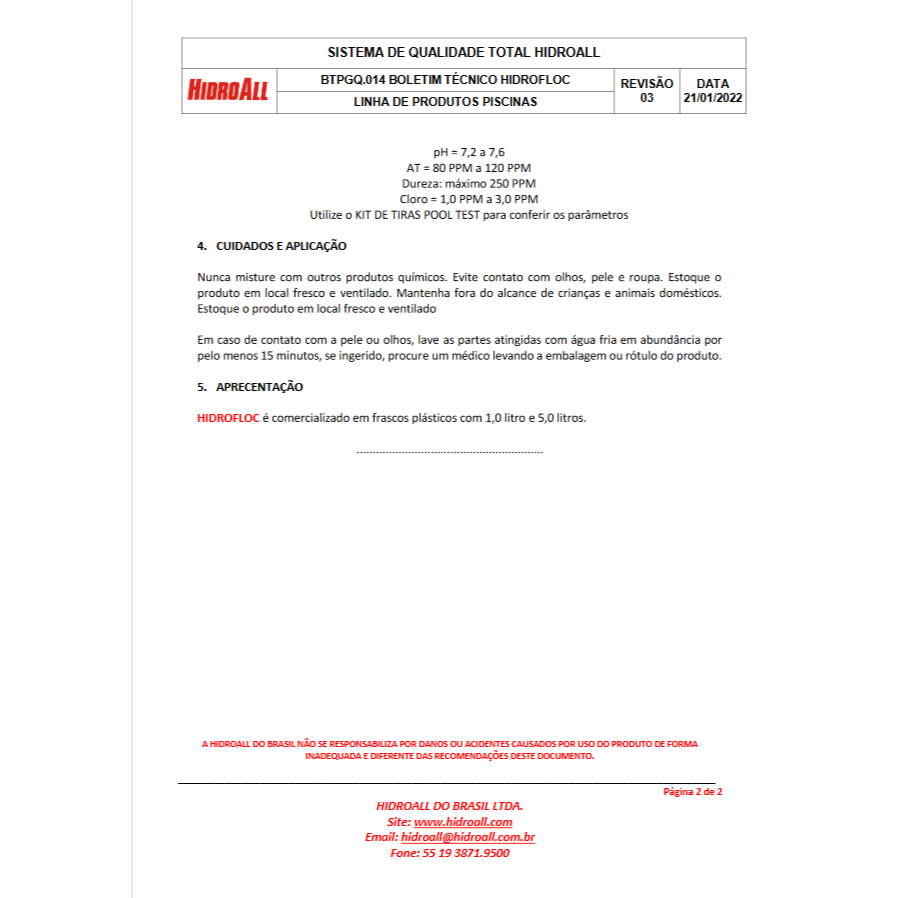 Clarificante Hidrofloc HidroAll - 5 L