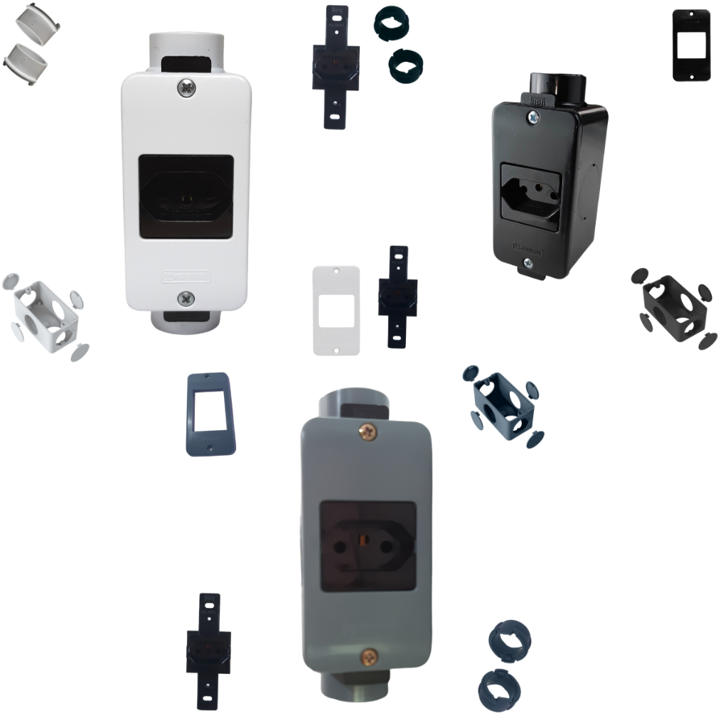 KIT Instalação Tomada Simples FLEX 10/20a C/ Condulete e Acessórios Sobrepor DIÂMETRO SELECIONÁVEL em Oferta na Shopee