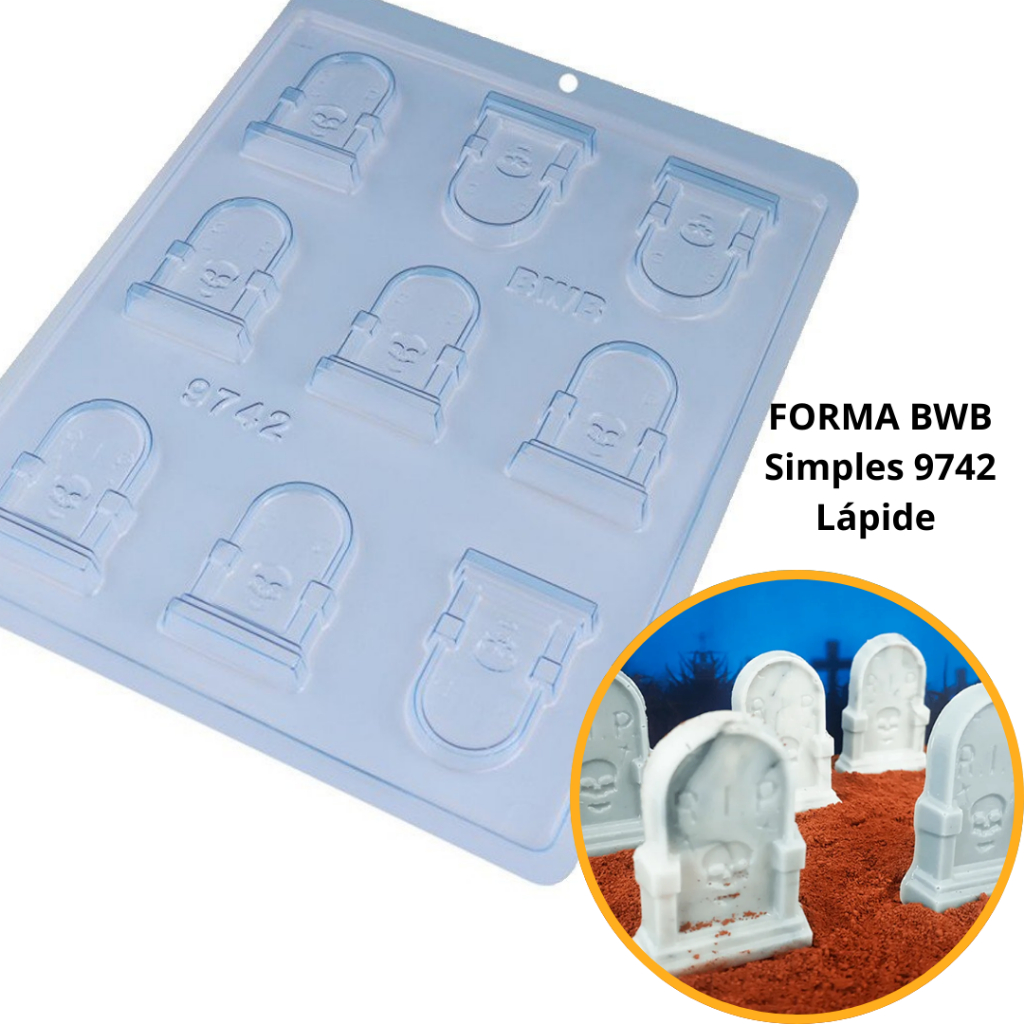 1~10 Forma Simples 9742 - Lápide , ideal para produção de chocolates com muita praticidade. BWB em Oferta na Shopee