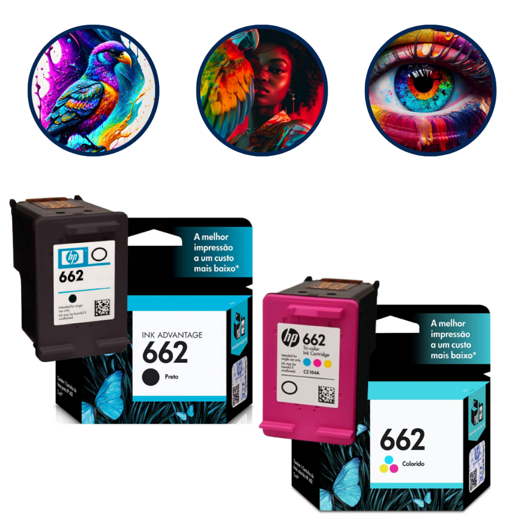 Kit Cartucho Original Hp 662 Preto + 662 Colorido