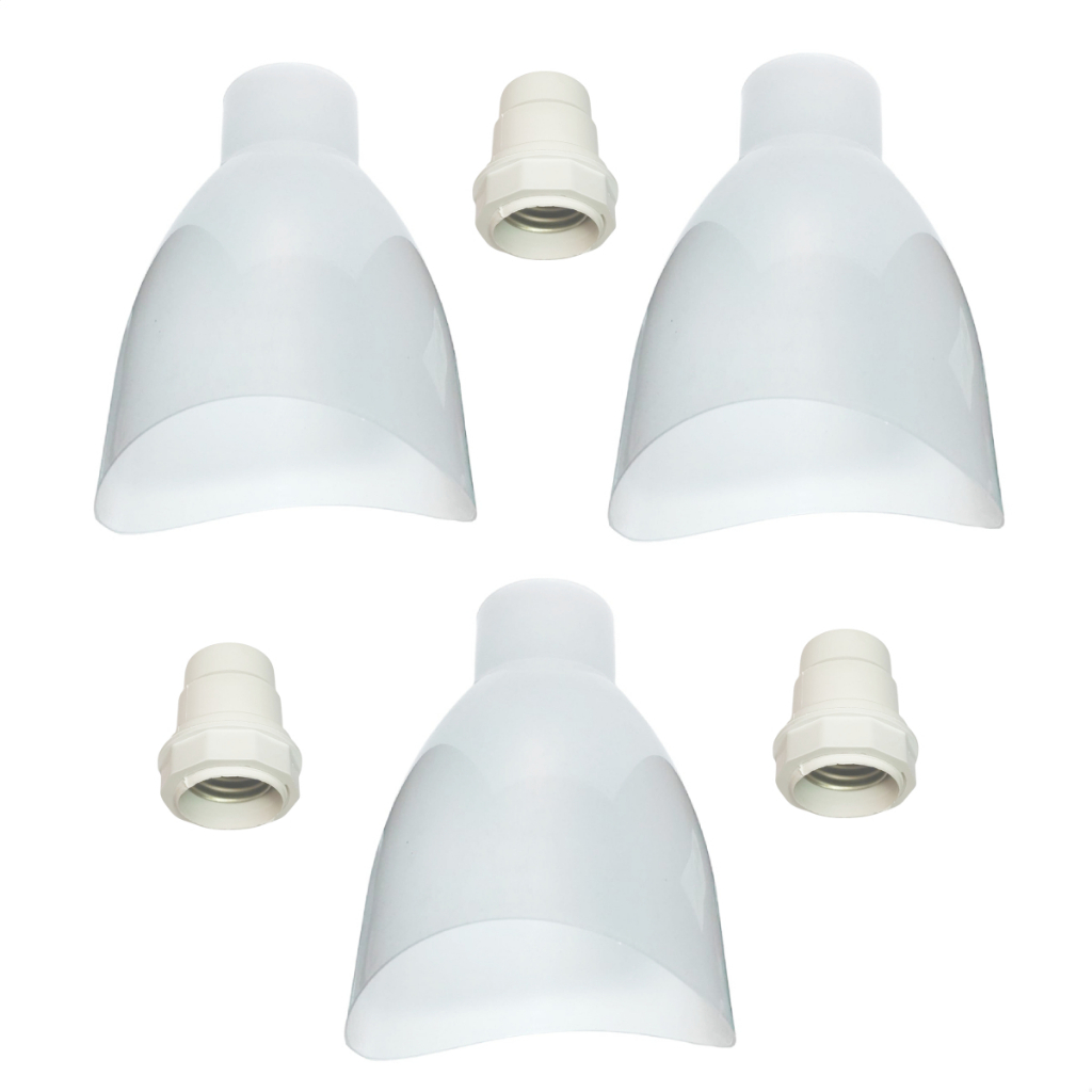 Kit completo 3 Cúpulas Tulipa Globo Soquete Ventilador de Teto Universal Venti Delta Ventisol Sid