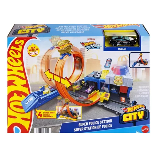 Pista Hot Wheels City Super Delegacia Polícia - Mattel Jbm71 em Oferta na Shopee