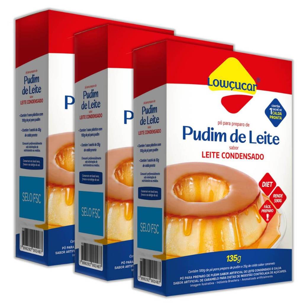 3x Pudim De Leite Sabor Leite Condensado Zero Açucares 135g - Lowçúcar
