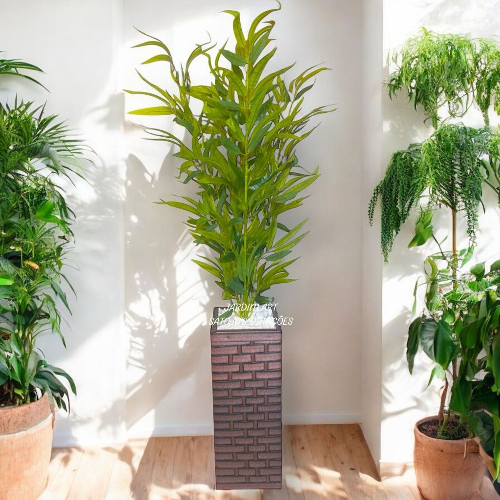Bambu da Sorte Artificial com Vaso Artesanal – Feng Shui, Equilíbrio e Prosperidade em Oferta na Shopee