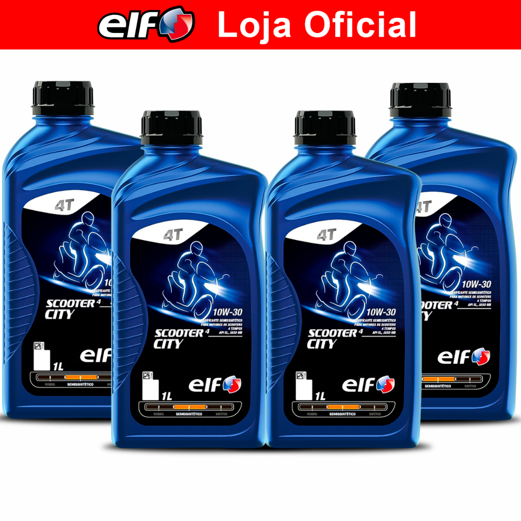 Kit 4x óleo para Scooter 10W-30 Semi-sintético Elf Scooter 4 City em Oferta na Shopee