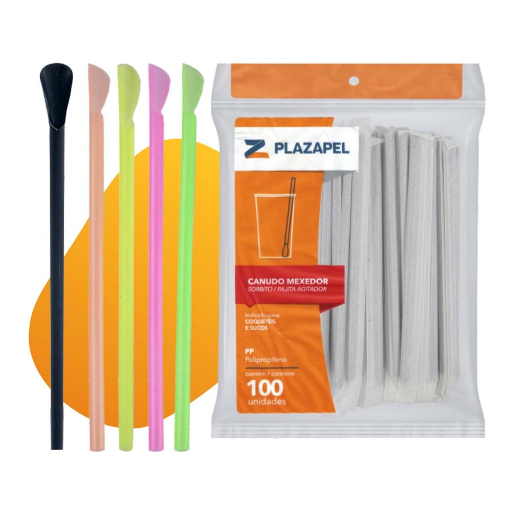 Pacote 100 Canudo Mexedor Colher Para Caipirinha Drinks Sucos Cores Misto ou Preto Canudinho Pacote 100 Canudo Mexedor Colher Para Caipirinha Drinks Sucos Cores Misto ou Preto Canudinho
