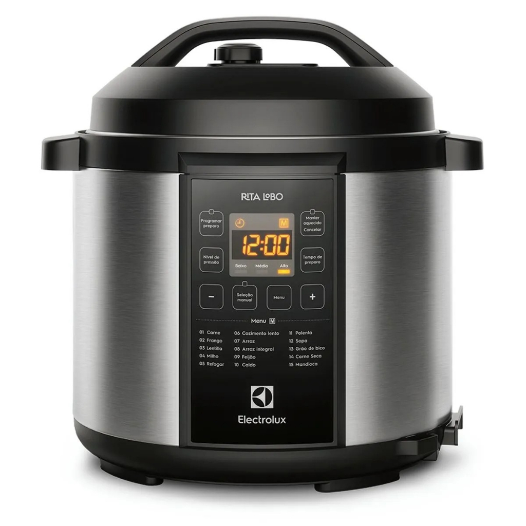 Panela Pressão Elétrica Electrolux Digital Capacidade 6l Silenciosa Segura 10 Travas Segurança 15 Receitas Pré-programad