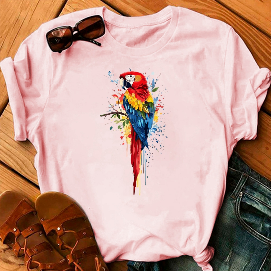 Camiseta 100% Algodão Diversas Estampas T-shirt Feminina 100% Algodão Malha Leve & Confortável