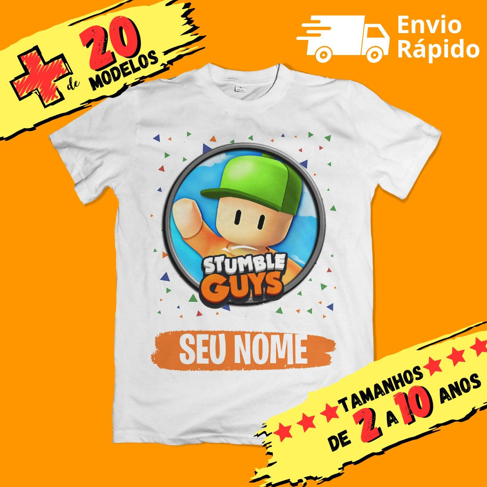 Camiseta Infantil Unissex Stumble Guys Personalizada com Nome (opcional) Vários Personagens em Oferta na Shopee