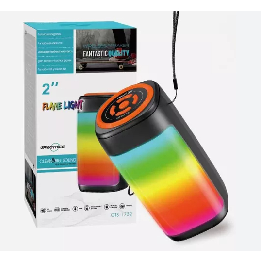 Caixa De Som Portátil Bluetooth Buytiti De Forma Cilíndrica Con Luz RGB  RL-1682 em Oferta na Shopee