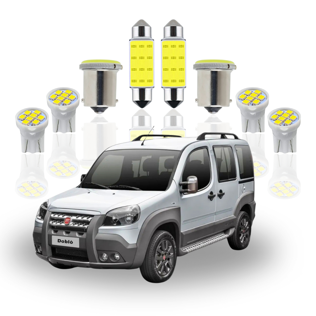 Kit Lâmpada led Fiat Doblo Adventure ( Farolete Placa Teto Ré )  pingo T10 Torpedo 41mm 1 polo 1156 Meia Luz salão