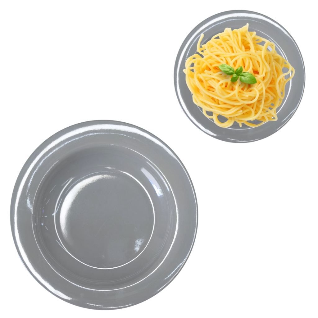 Prato Melamina Refeição Fundo 23cm Cozinha Refeição Cinza