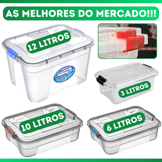Caixa Organizadora Transparente Multiuso 3, 6, 10 ou 12 Litros Organiza Tudo em Oferta na Shopee