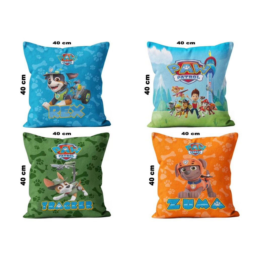 Kit CAPA DE ALMOFADA PERSONALIZADO com 4unds 40x40 Patrulha Canina