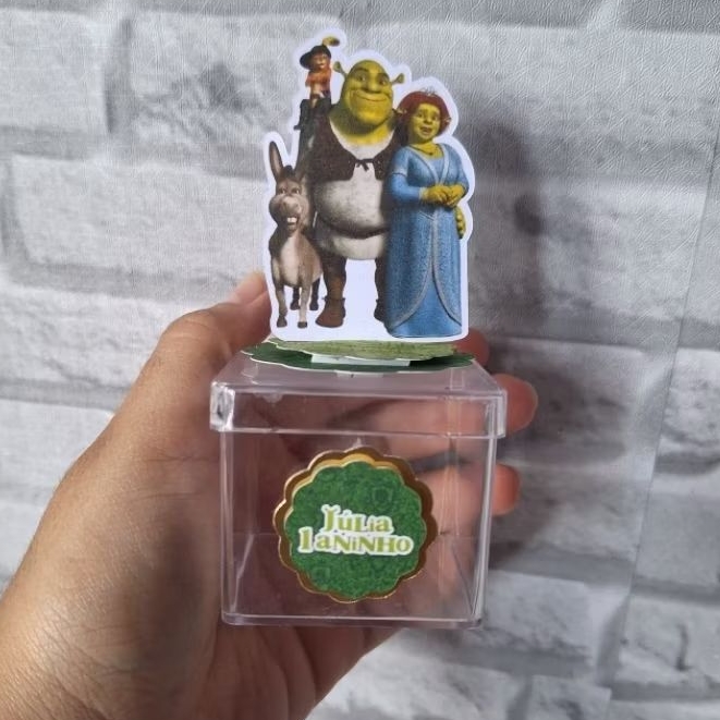 Apliques em pé 3D e nome e idade Shrek Fiona Lembrancinhas Festa infantil Aniversário Personalizados PEGUE E MONTE