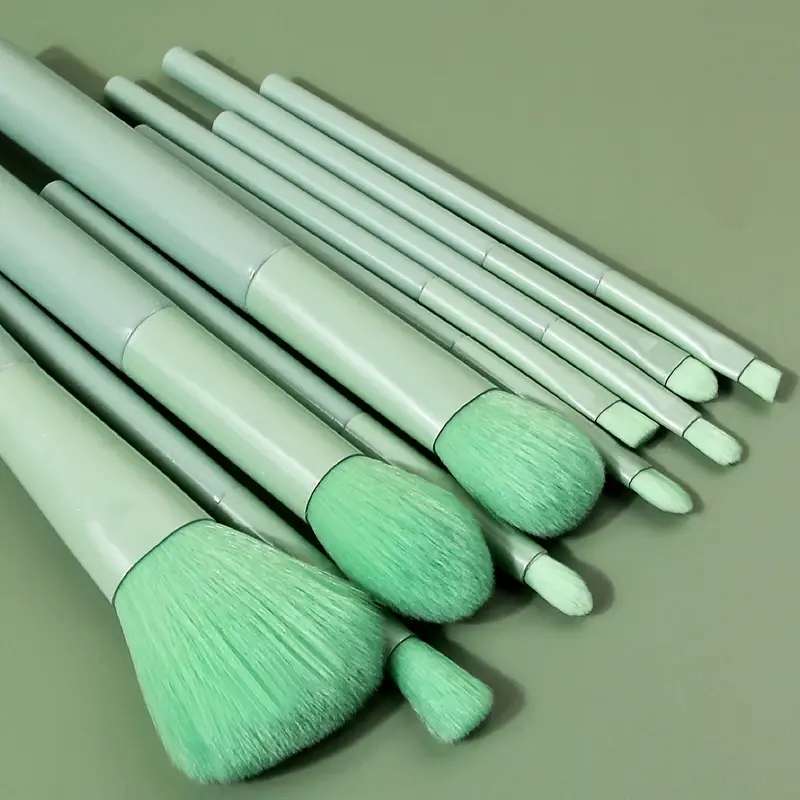 KIT 10 Pincéis Verde Profissional Para Maquiagem Pinceis Esfumar Contorno em Oferta na Shopee