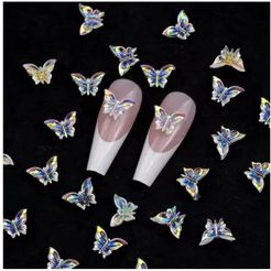 Kit 20 Apliques Borboletas M01 Resina Decoração De Unhas Aurora Artesanato Cintilante Furta Cor DIY