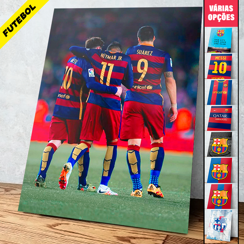 Placas Decorativas Quadros Barcelona 01 a 12 Messi, Ronaldinho, Barça, Champions League - 20x28cm