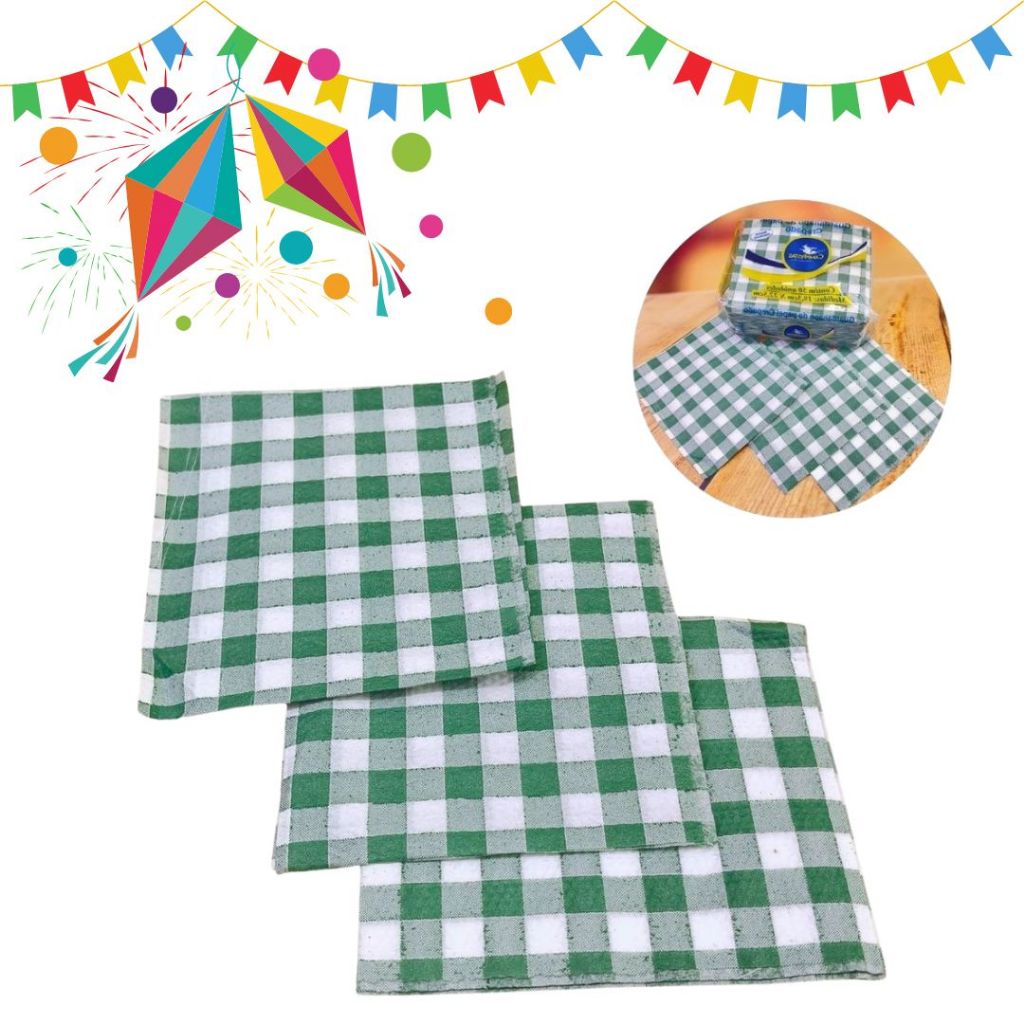 KIT 50 ~ 300 GUARDANAPOS XADREZ VERDE BAND  FESTA JUNINA  (19,5X22,5 CM) em Oferta na Shopee