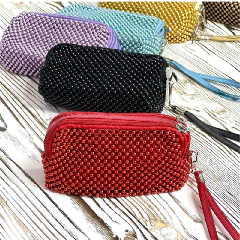 Mini Porta moedas de bolinhas Brilhosa Metalica Juvenil