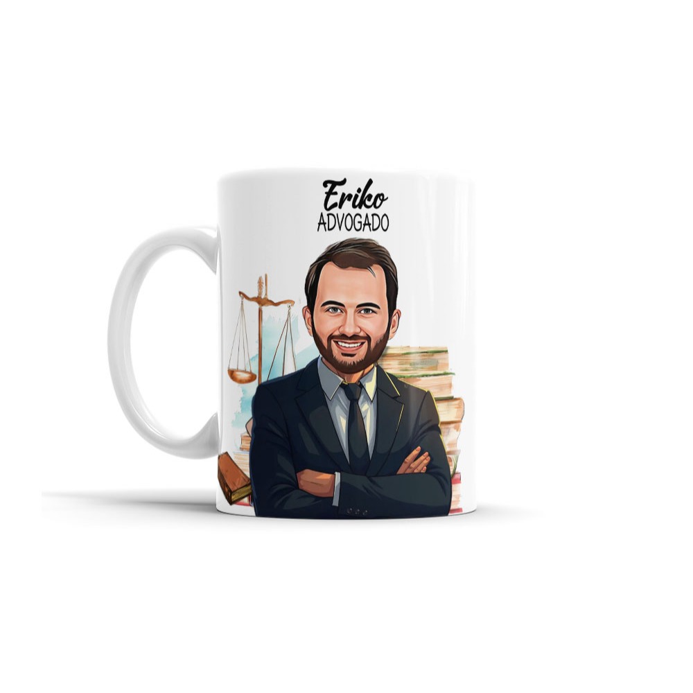 Caneca Avatar Caricatura Personalizada De Profissão - Direito Advogado Advogada - 325ml