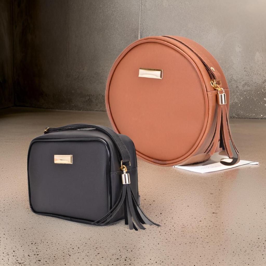 Kit 2 em 1 Bolsa Redonda e Bolsa Quadrada Feminina Trend