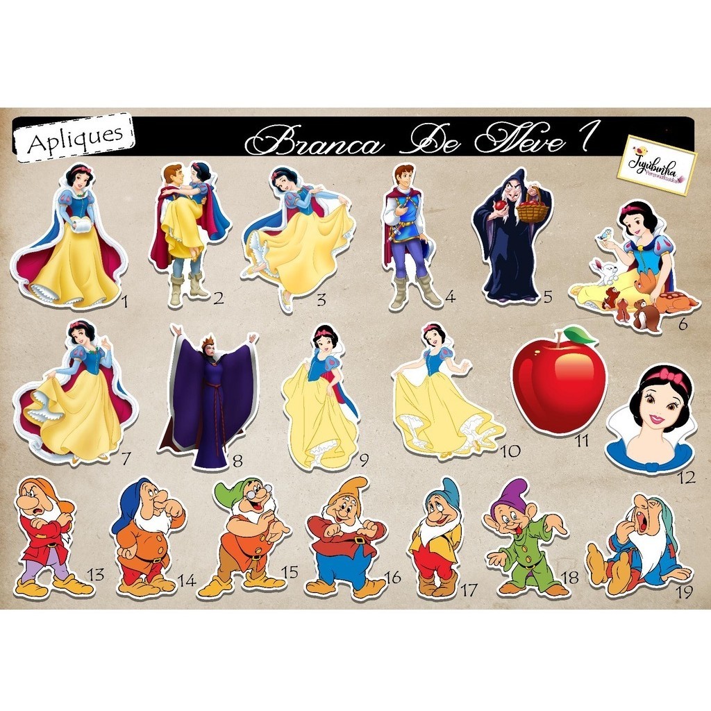 ADESIVOS RECORTADOS - BRANCA DE NEVE 1 -   LEMBRANCINHA,TUBETES, DECORAÇÃO, FESTA, ANIVERSÁRIO, ARTE
