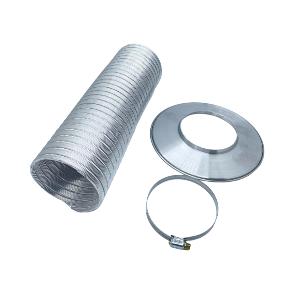 Tubo Duto De Exaustão Aro e abraçadeira 80mm 3 Metros Para Aquecedores De Água A Gás
