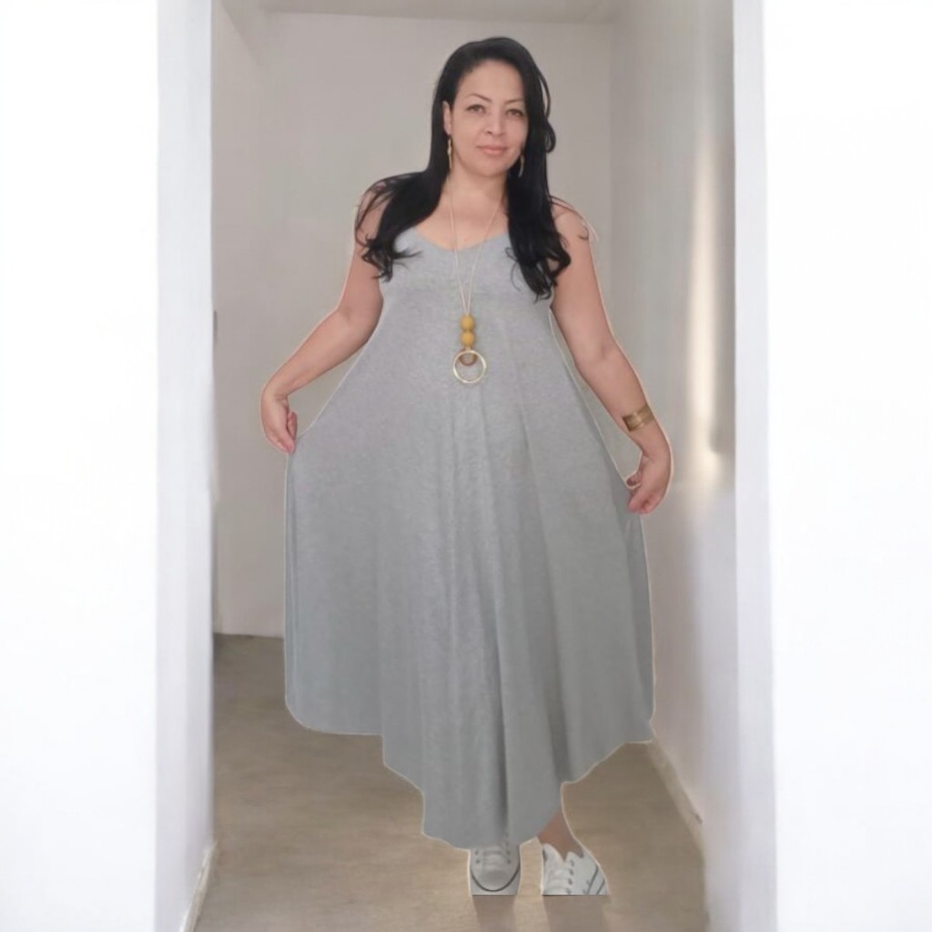 Vestido Plus Size Feminino Midi Viscolycra Confortável Premium Manga Curta Modelador Casual Luxo Lançamento