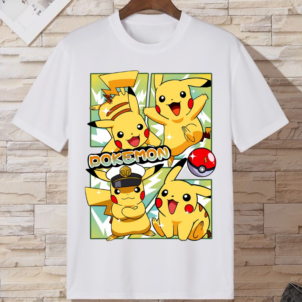 CAMISETA CAMISA BLUSA TSHIRT POKEMON PIKACHU ASH ANIME JOGO DESENHO ANIMADO  MODA INFANTIL E JUVENIL