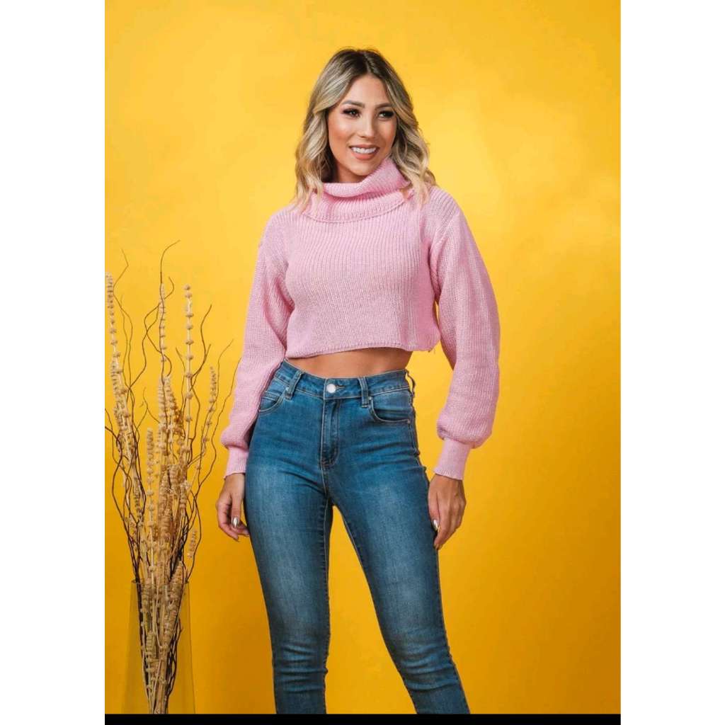 cropped trico #MX30 gola alto para inverno moda feminina em Oferta na Shopee