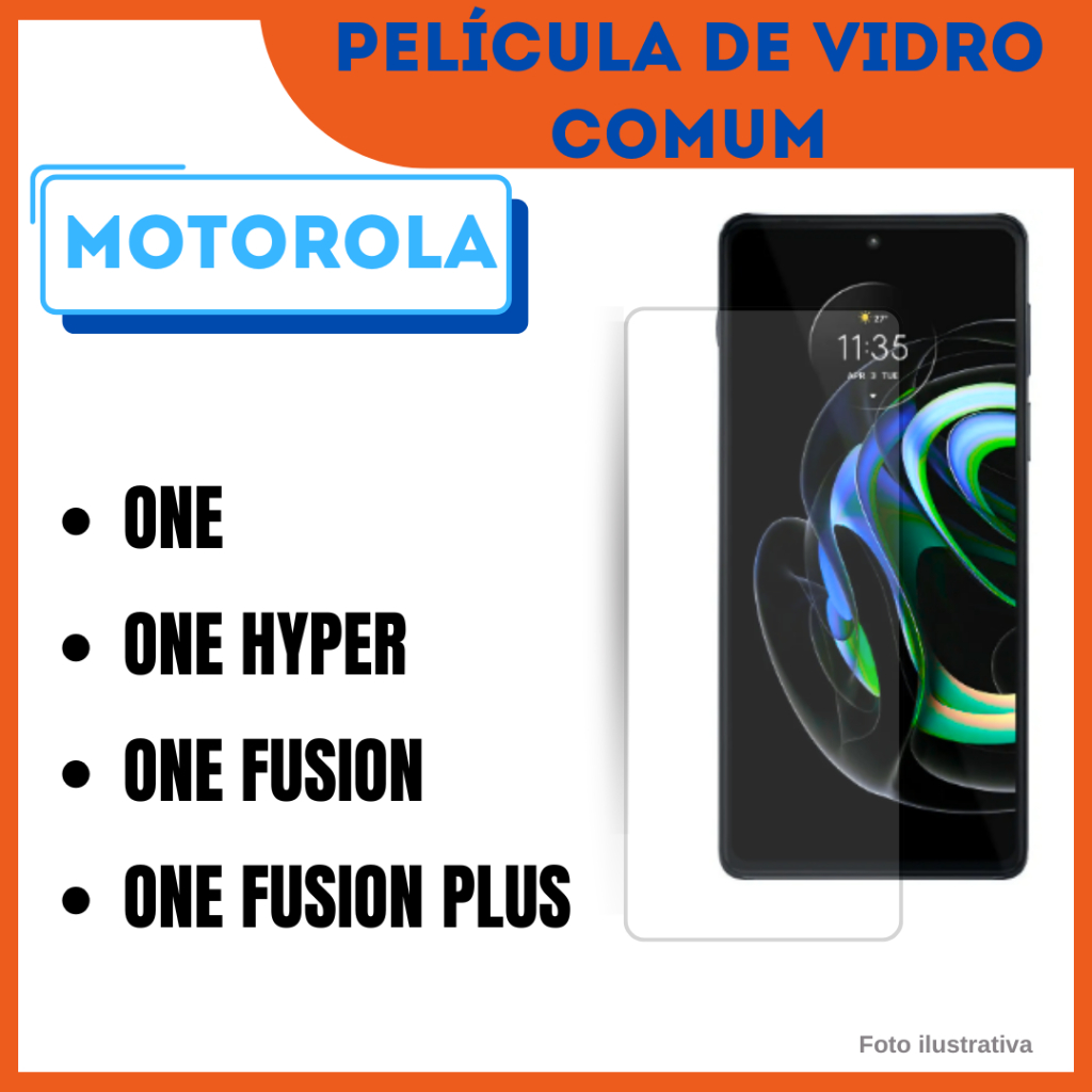 Película de Vidro Comum Motorola Moto One / One Hyper / One Fusion / One Fusion Plus/  Protetor de Tela.