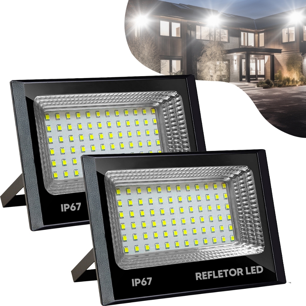 Refletores Flex Led 200w Branco Frio/Branco Quente 6500k Bivolt Ip67 Carcaça Preta Econômico em Oferta na Shopee