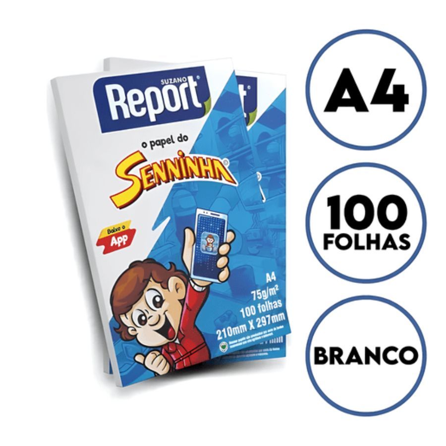 Papel oficio 100 Folhas  sulfite A4 Branco Seninha